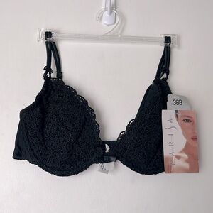 Parisa Vintage Y2K Black Lace Underwire Bra 36B NWT
